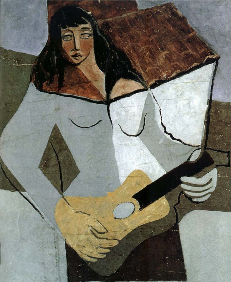 The fem playing guitar